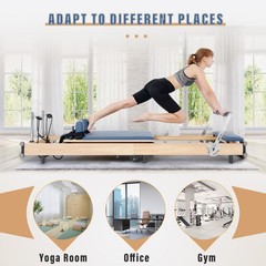 SUNYRISY Pilates Reformer Workout with Reformer Box Jump Board for Studio Gym