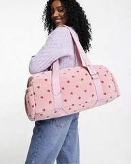 Strawberry Gym Bag Women Corduroy Yoga Mat Holder Dance Duffel Travel Wet