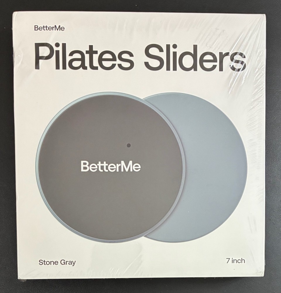 BetterMe Pilates Sliders Stone Gray 7-Inch Dual-Sided Exercise Sliders Brand NEW