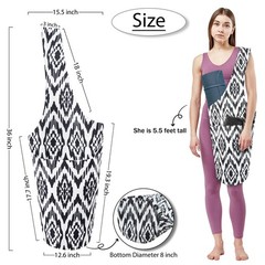 Yoga Mat Tote Bag with Large Pocket Zipper Pocket Carrier for Most Size Mats
