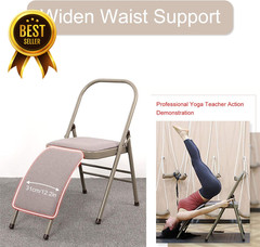 Foldable Yoga Auxiliary Chair with Lumbar Support Resistance Band Purple