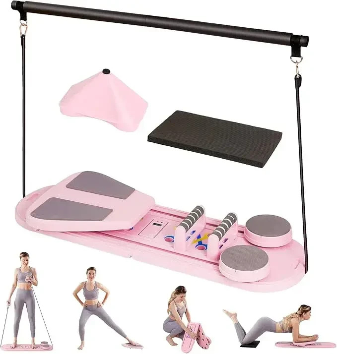 Foldable Pilates Portable Reformer Set – Pink