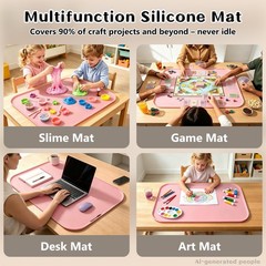 Foepoge Silicone Mat with Edge Pink 28″x20″