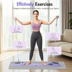 Portable Split Ab Board with Resistance Bands-Pilates Toning Machine Board & LCD