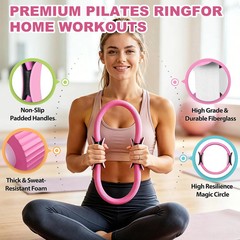 Pilates Ring Set 13″ Fitness Circle Ball Hip Thrust Belt Resistance Bands Bag