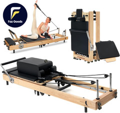 Foldable Pilates Reformer Machine for Home Workouts Wooden Pilates Reformer