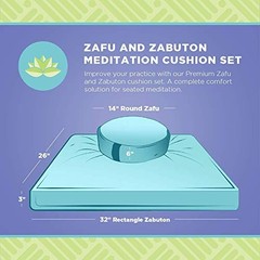 Meditation Cushion Mat Set Zafu Floor Pillow Organic Buckwheat Cotton Zabuton