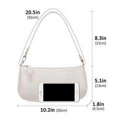 Shoulder Bags for Women, Retro Classic Tote HandBag Crocodile Pattern 1 White