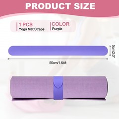 Yoga Mat Strap Slap Band One Snap Yoga Mat Slap Band, Purple