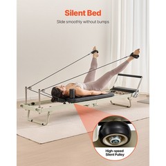Foldable Pilates Reformer with Dual Spring & Cord Resistance, Up to 400 LBS