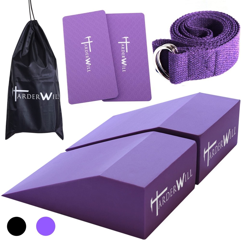 Harderwill 5 In 1 Yoga Foam Wedge Blocks (Pair), Calf Raise Block, Yoga Knee …