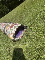 Sakroots Peace Yoga Exercise Mat Tote Duffle Bag Over Shoulder With A Purple Mat