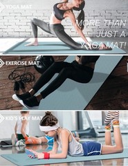 Yoga Mat with Strap, 1/3 Inch Extra Thick Yoga Mat Double-sided Non Slip,
