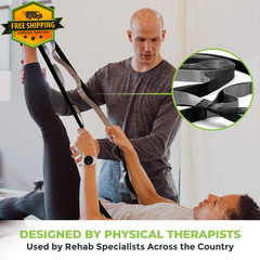 12 Loop Stretch Strap 1 Inch x 8 Ft Physical Therapy Yoga Leg Stretcher Handles