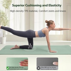 Yoga Mat Thick XXL 200×100cm TPE 10mm Thick Sports Mat Non Slip Comfortable for …