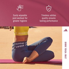 adidas Yoga Mat – Eco Friendly – Non Slip, Durable Textured Surface, 8mm 8 mm