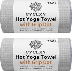 2 Pack Hot Yoga Towel with Grip Dot，Stickyfiber Yoga Mat Towels Non Slip for …