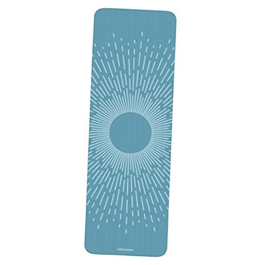 Solana Yoga Mat 1″ & 1/2″ Thick w/Nylon Strap for Men & Women Blue Mist 1 inch