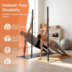 Yoga Stick, Upgraded 5Ft Sturdy Steel Mobility Stick, Adjustable Exercise Equipm
