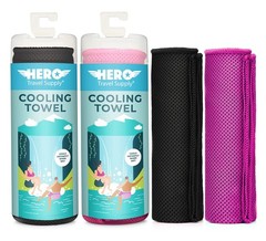 Hero Cooling Towel – Hiking, Sports, Yoga (Pack of 2) Ultra Soft Microfiber 4…
