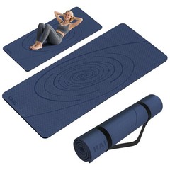 Large Yoga Mat Thick, 76″x32″x0.31″Wide POE 76″ x 32″ x 0.31″, Navy Blue