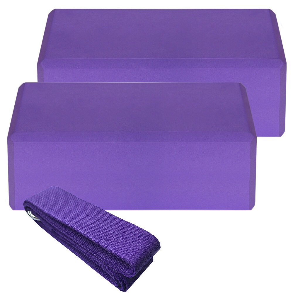 2pcs EVA Yoga Blocks Kit 1pcs Cotton Gym Fitness Yoga Stability Blocks Strap Set
