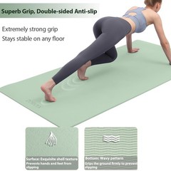 Yoga Mat Thick XXL 200×100cm TPE 10mm Thick Sports Mat Non Slip Comfortable for …