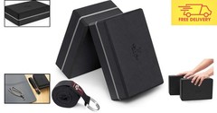 High-Density EVA Yoga Blocks 2 Pack with Strap for Enhanced Flexibility