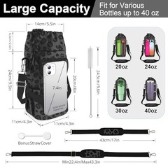 Cute Water Bottle Holder with Strap 24 32 40oz Insulated Water Leopard Print