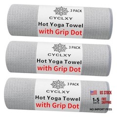 3 Pack Yoga Mat Towels with Grip Dot, Hot Yoga Towel Non 72.00″ x 26.50″ Grey