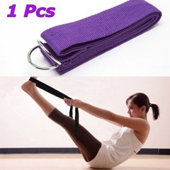 3.8mm x 183cm D-Ring Yoga Sport Stretching Strap Belt Purple