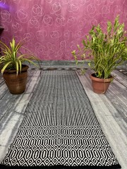 Brown Black Tribal Yoga Mat Handwoven Cotton Non Slip Exercise Meditation Mat