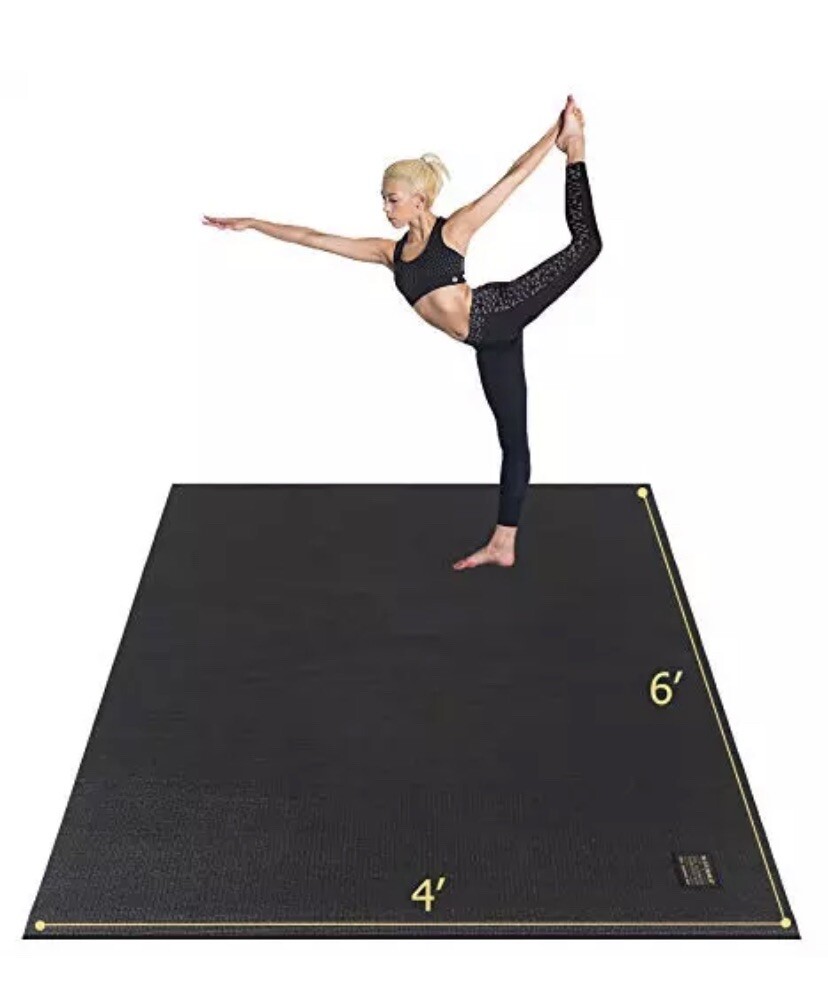 Gxmmat Large Yoga Mat 72″x 48″ (6’x4′) x 7mm for Pilates & Stretching Gym; New