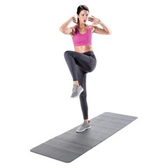 Folding Exercise Mat Gray Non-Slip Cushioned Pilates Yoga Floor Workout