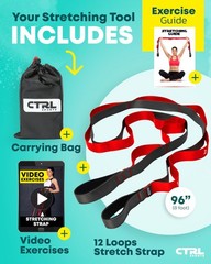 Stretching Strap with Loops – Non Elastic Stretch Band for Physical Therapy
