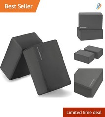 Set of 2 High Density EVA Yoga Blocks – 9″x6″x4″ Each for Enhanced Stretching