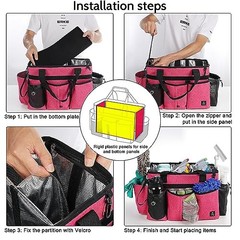 Large Cleaning Caddy Bag – Built-in Sturdy Support Board – Rose Red