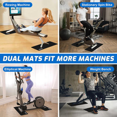 2PCS Rowing Machine Mats, 30″X12″ Non-Slip Mat Protect Hardwood Floor Carpet, Fi
