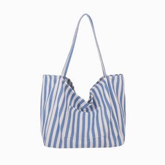canvas tote bag for women, beach striped medium size shoulder bag with pocket…