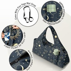 Women’s Yoga Bag with Yoga Mat Carrier – Large Mat Pocket Fitness Sun and Moon