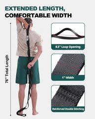 Durable Physical Therapy Stretching Strap for Knee & Hip Recovery – 75″ Black