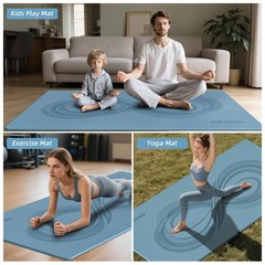 Large 76″x40″x0.4″ Yoga Mat – Extra Width & Thick Non-Slip Exercise Mat, Vers…