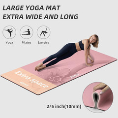 Extra Thick Large Yoga Mat 75″x40″ Non-Slip TPE Fitness Mat with Strap