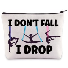 BWWKTOP Aerialist Cosmetic Makeup Bag Aerial Yoga Gifts I Don’t I Fall