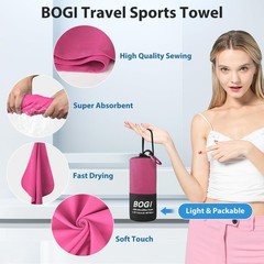 BOGI Microfiber Travel Sports Towel-Quick Dry Towel, M:40”x20”, Hot Pink