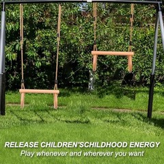 Children’s Trapeze Swing Bar with Wooden Gym Rings,Trapeze Bar for Swing Round
