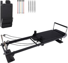 91″ Home Gym Foldable Pilates Reformer Foot Pedal Exercise Machine 5 Ropes 300lb