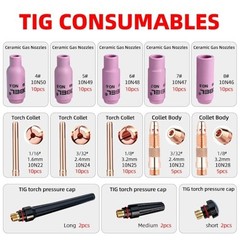 96-Piece TIG Welding Consumables Kit Extra Thick Alumina Ceramic Cups(4# 5# 6#