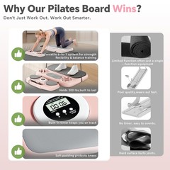 Pilates Reformer Board，6-in-1 Foldable Pilates Equipment for Home Workout wit…
