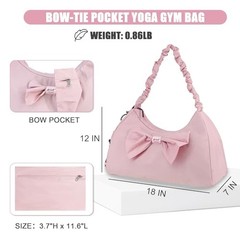 Gym Bag For Women, Yoga Mat Bag with Shoes Compartment, Wet Pocket and Pink